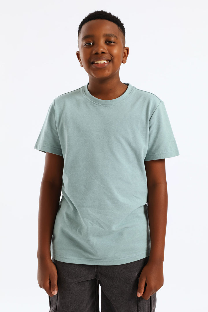 Boys Pique T-Shirt - Dusty Blue