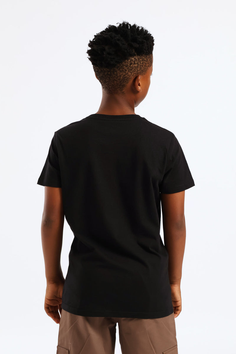 Boys LA Teddy Print Tee - Black
