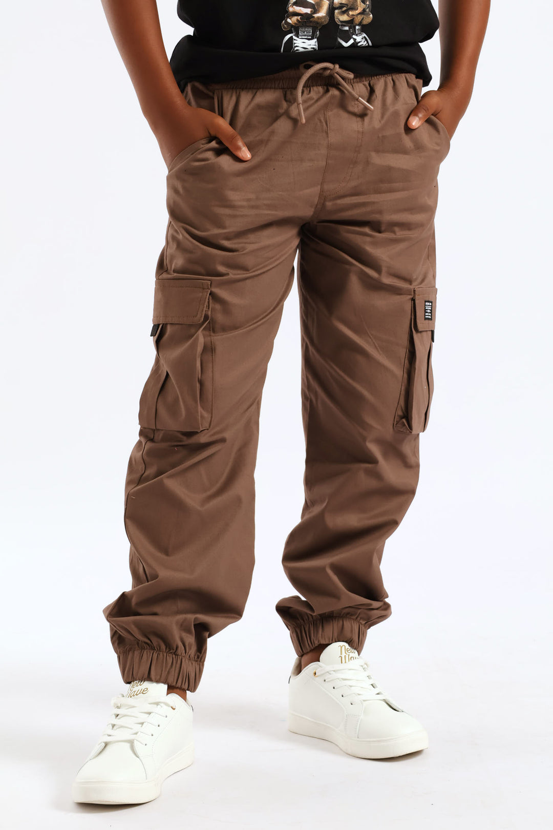 Boys Cotton Twill Cargo Jogger - Brown