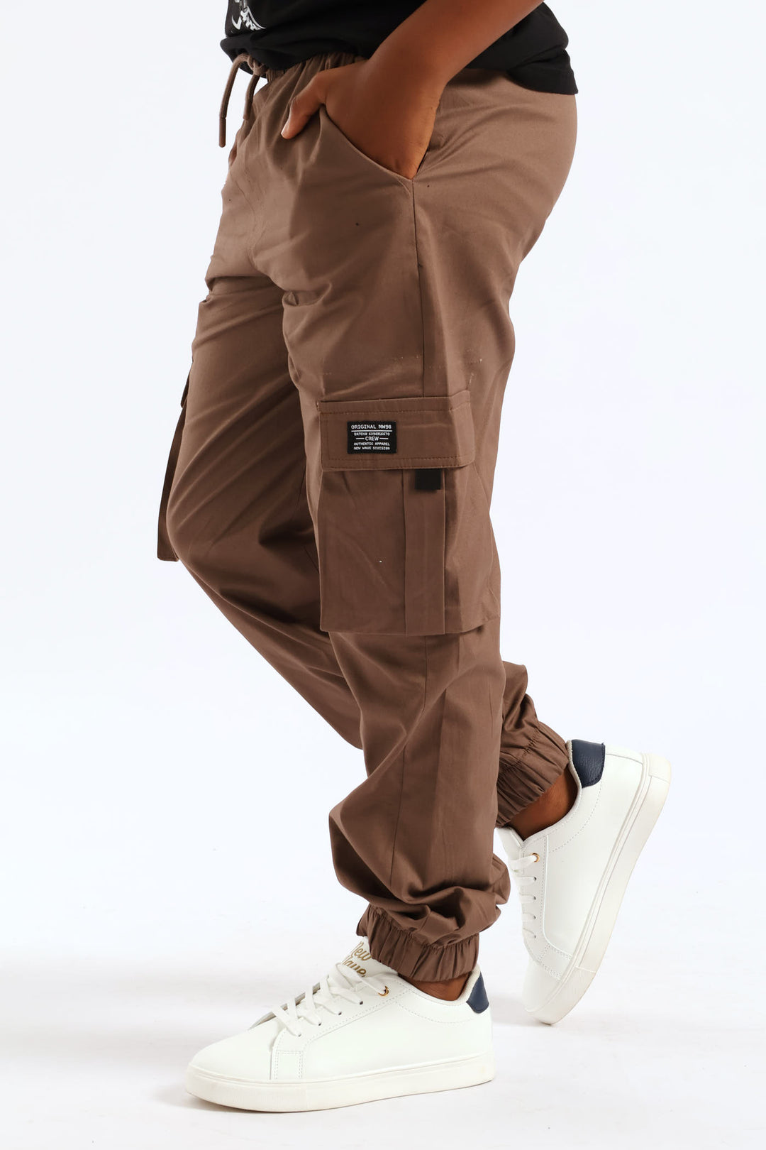 Boys Cotton Twill Cargo Jogger - Brown