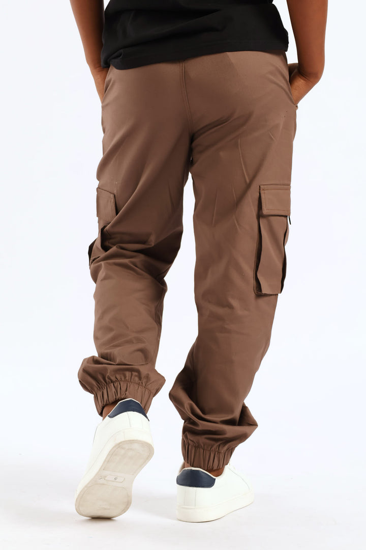 Boys Cotton Twill Cargo Jogger - Brown
