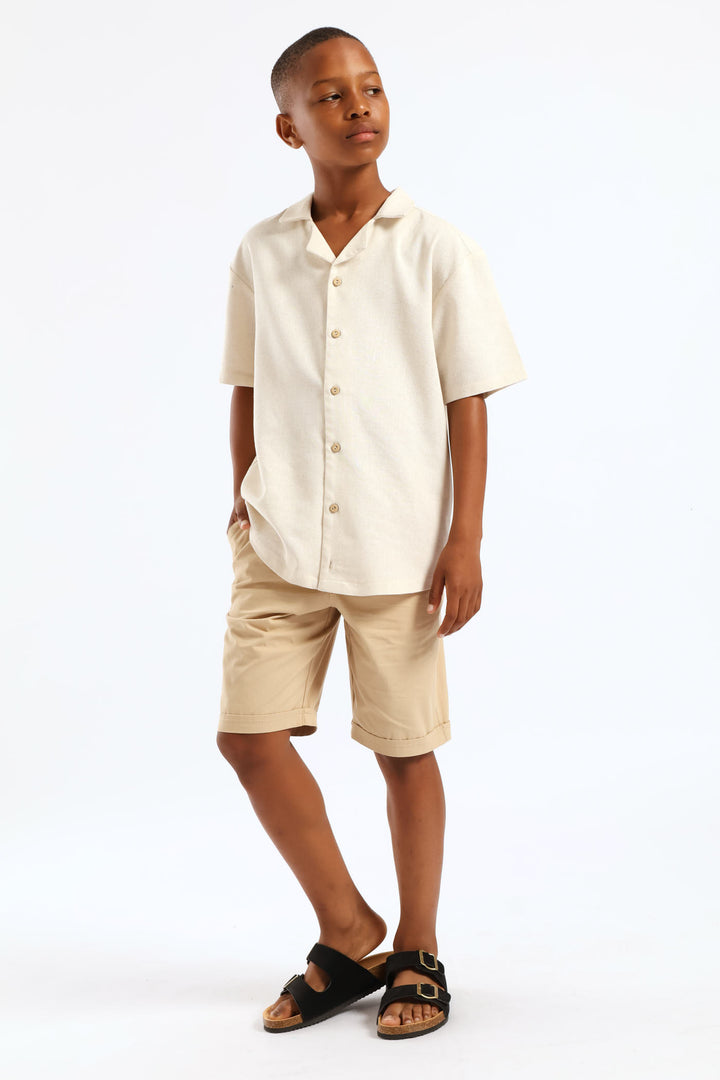 Boys Twill Pull On Short - Khaki