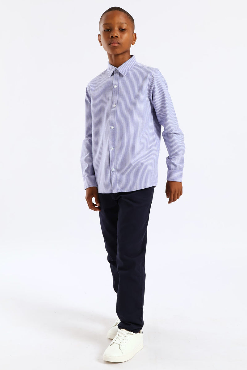 Boys Stripe Cotton Formal Shirt - Blue/White