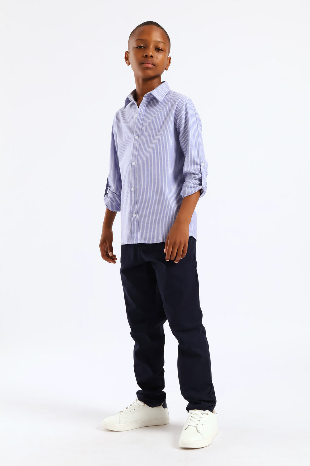 Boys Stripe Cotton Formal Shirt - Blue/White