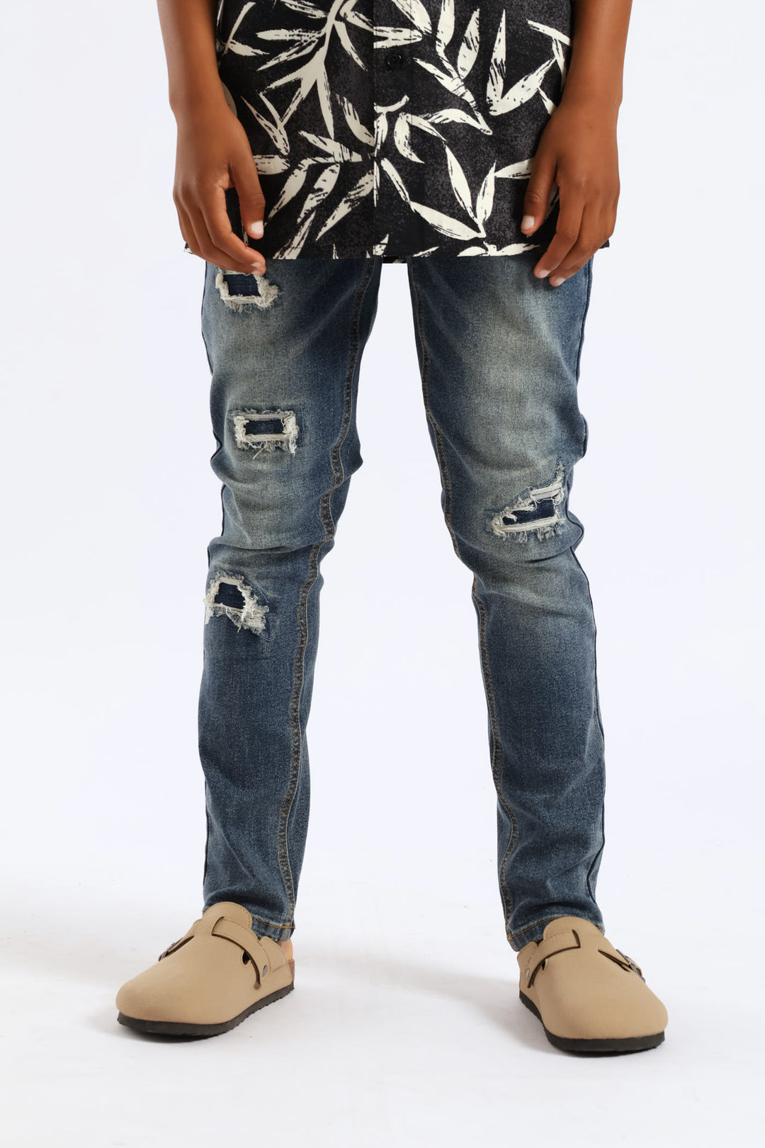 Boys Abraised Slim Denim Jean - Indigo