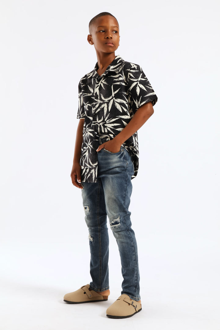 Boys Abraised Slim Denim Jean - Indigo