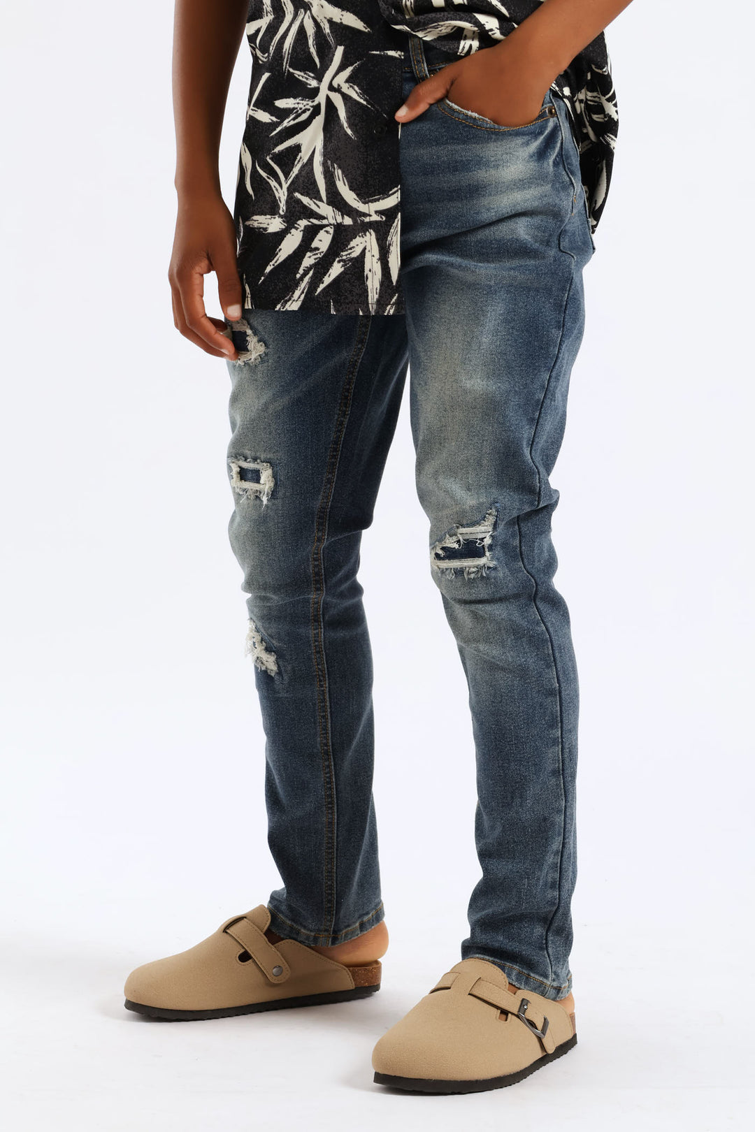 Boys Abraised Slim Denim Jean - Indigo
