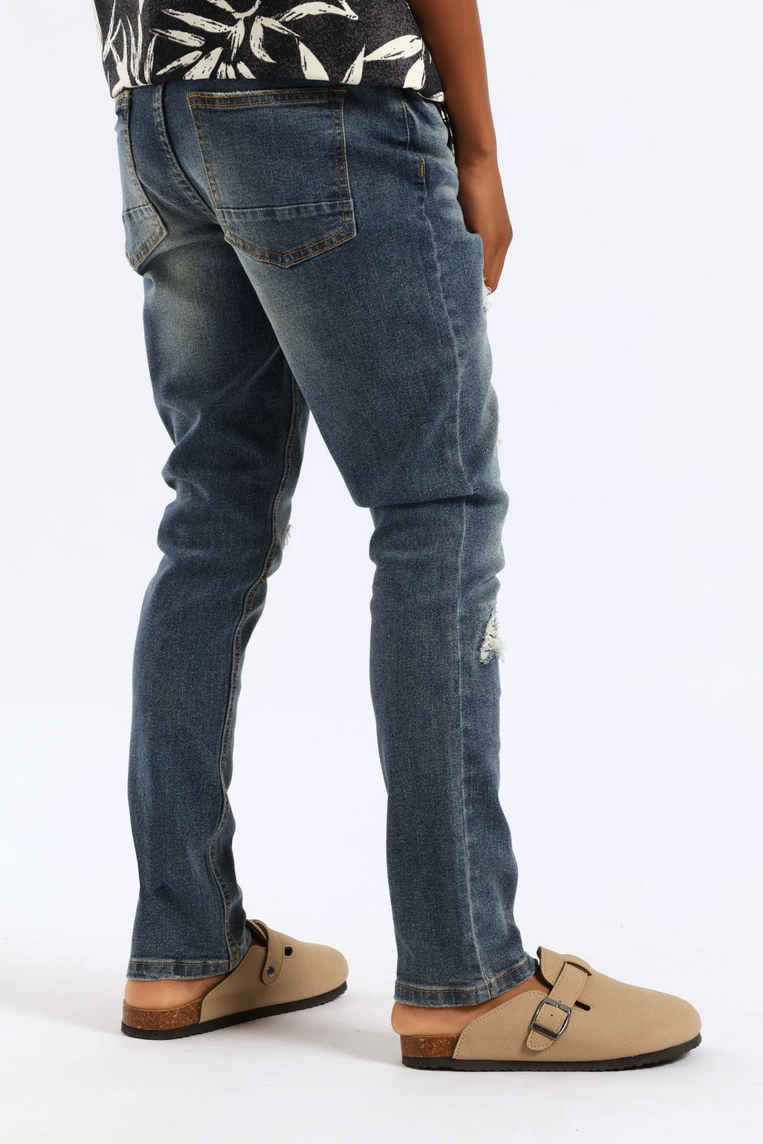 Boys Abraised Slim Denim Jean - Indigo