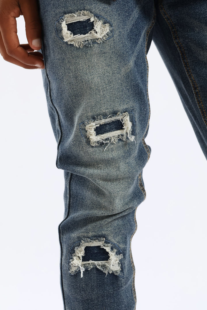 Boys Abraised Slim Denim Jean - Indigo