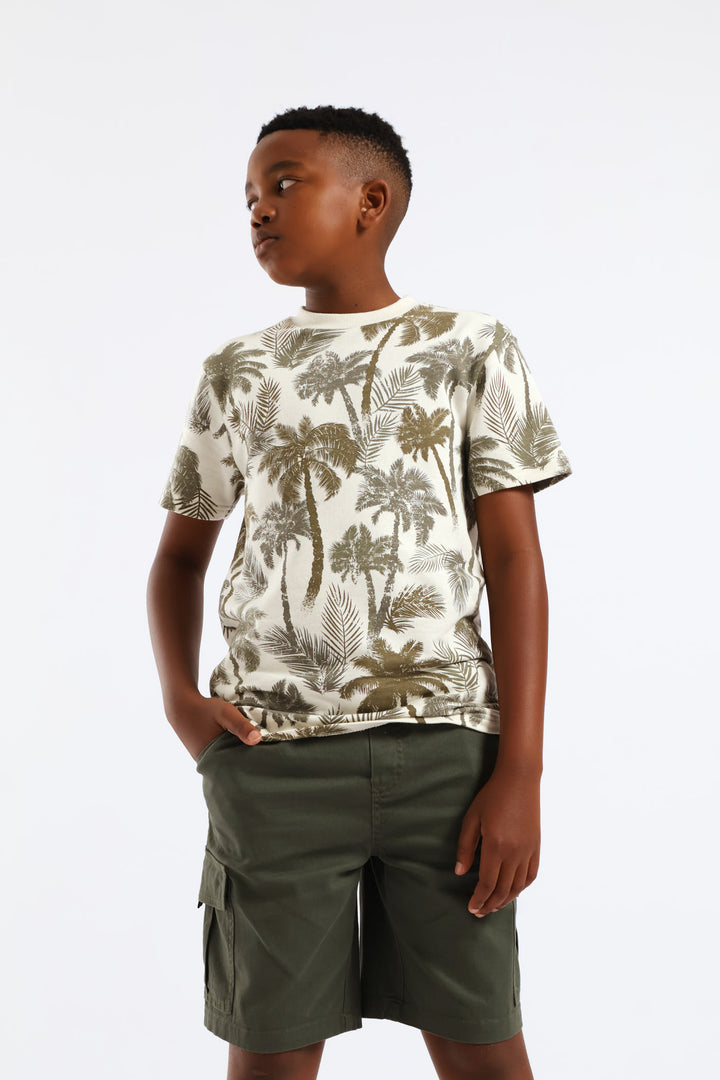 Boys Twill Cargo Short - Olive