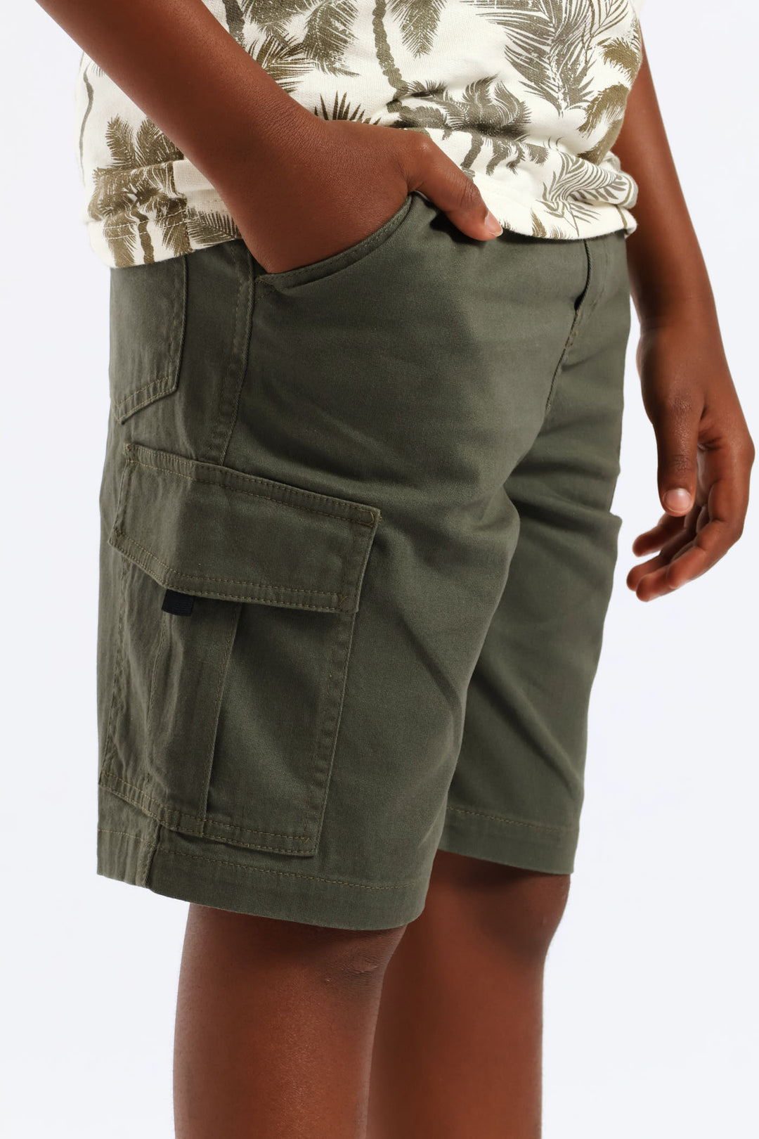 Boys Twill Cargo Short - Olive