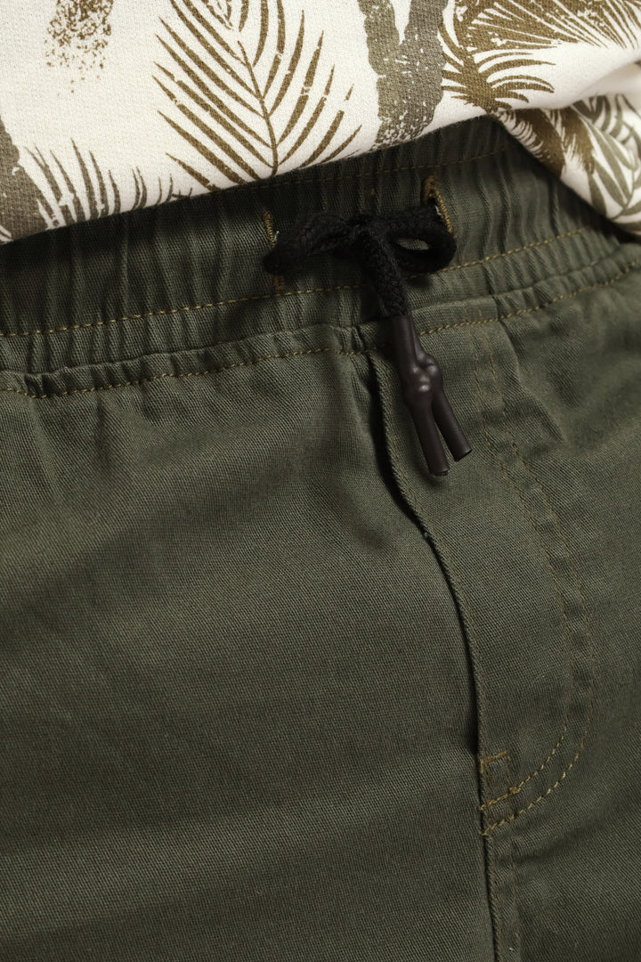 Boys Twill Cargo Short - Olive