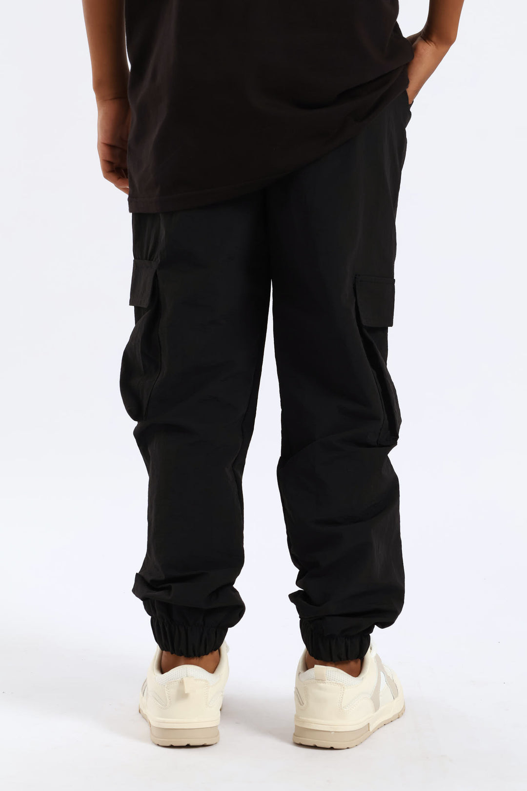 Boys Taslon Cargo Jogger - Black