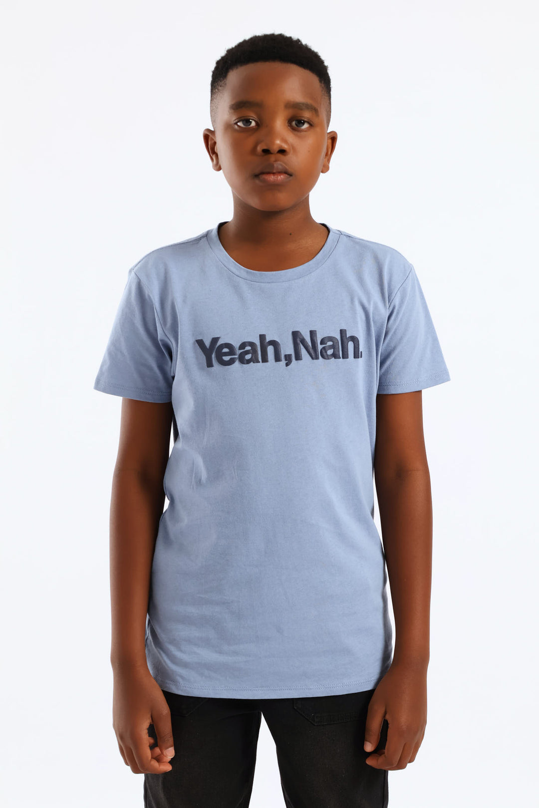Boys Yeah Nah Print T-Shirt - Blue