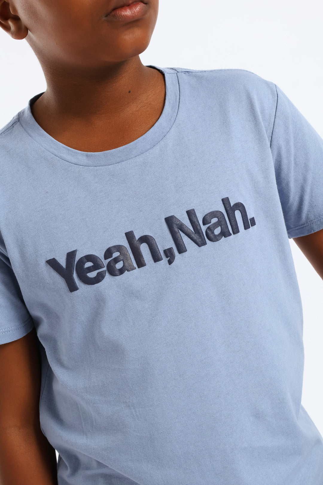 Boys Yeah Nah Print T-Shirt - Blue