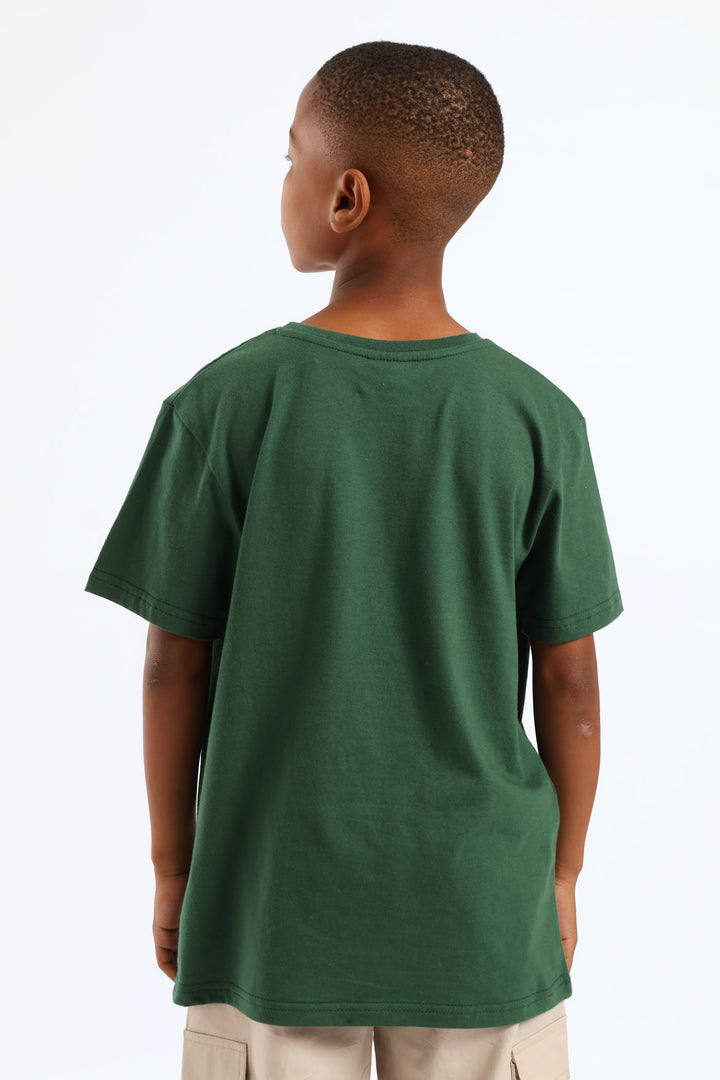 Wild Cat Headphone Headphone Print T-Shirt - Green