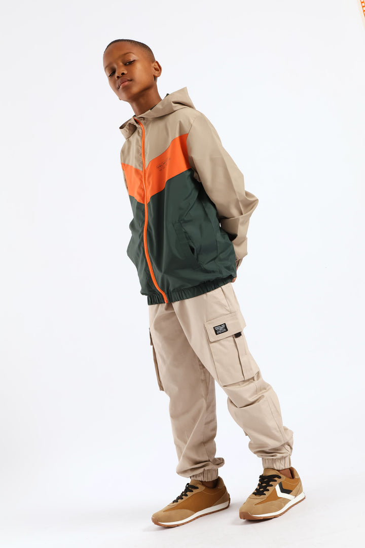 Boys Windbreaker - Green/Coral