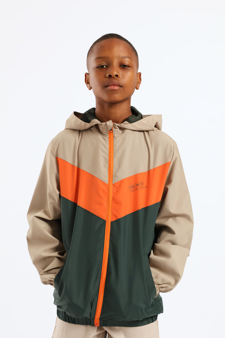 Boys Windbreaker - Green/Coral