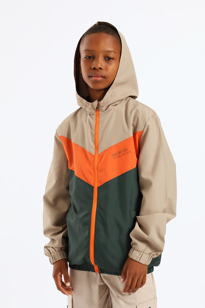 Boys Windbreaker - Green/Coral