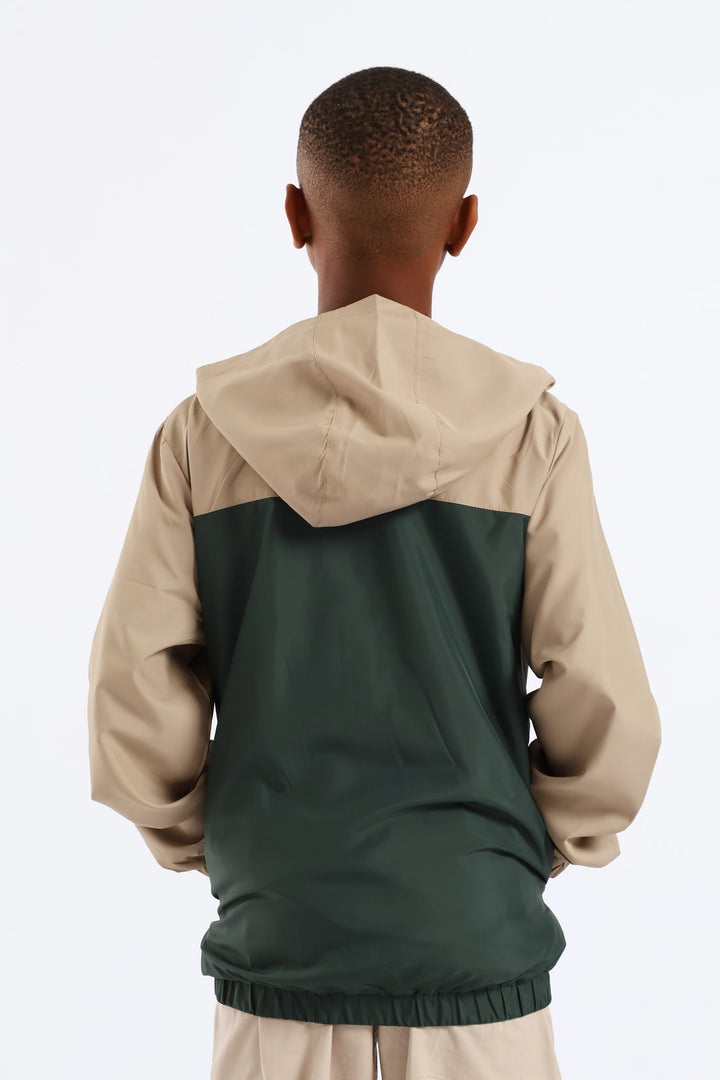 Boys Windbreaker - Green/Coral