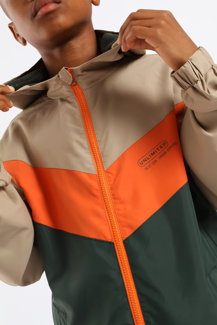 Boys Windbreaker - Green/Coral