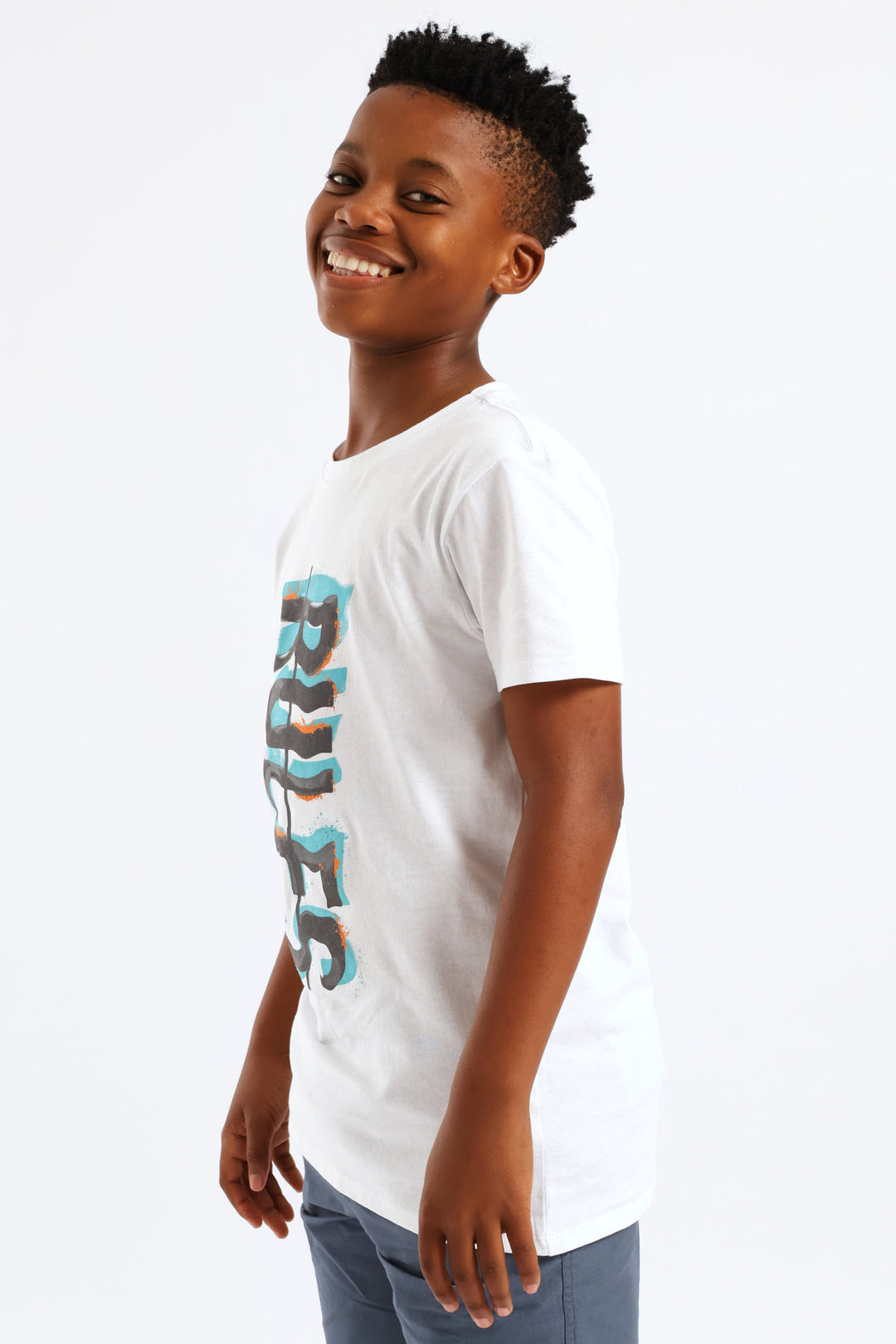 Boys Graffiti Rules Print T-Shirt - White