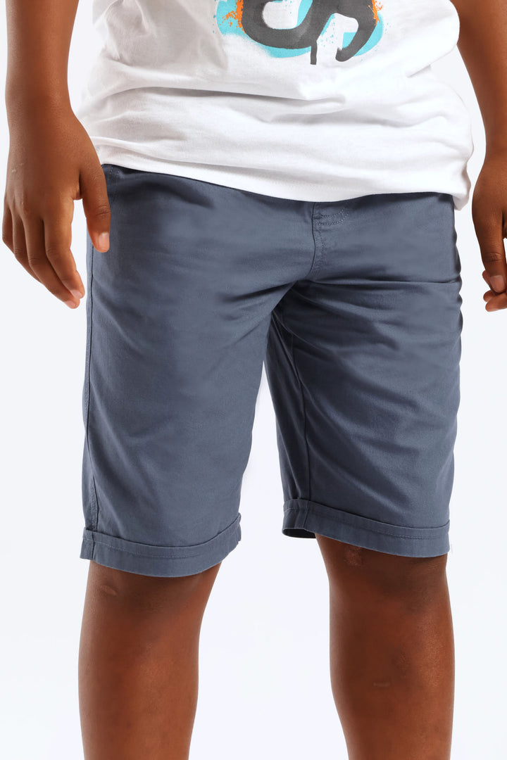 Boys Twill Pull On Short - Grey