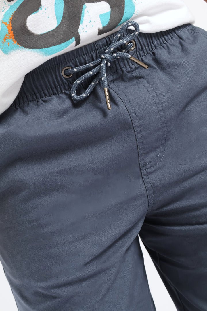 Boys Twill Pull On Short - Grey