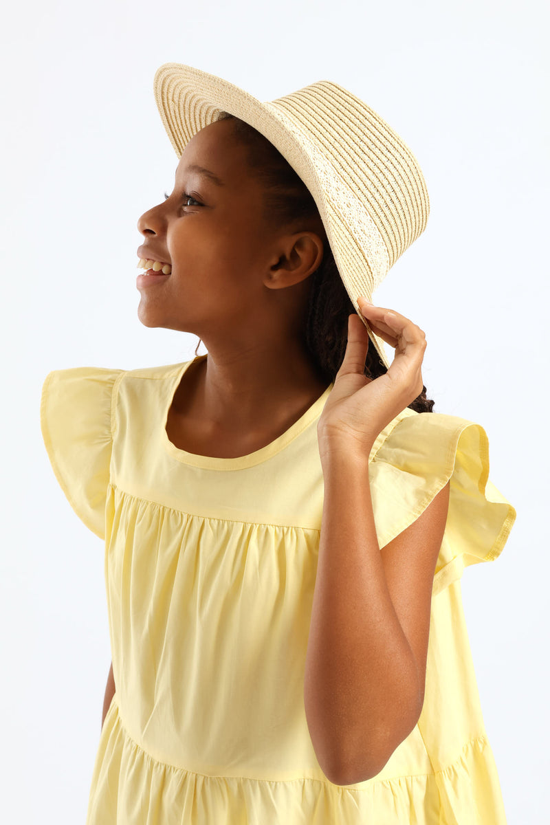 Girls Lighter Shade Straw Hat - Nude