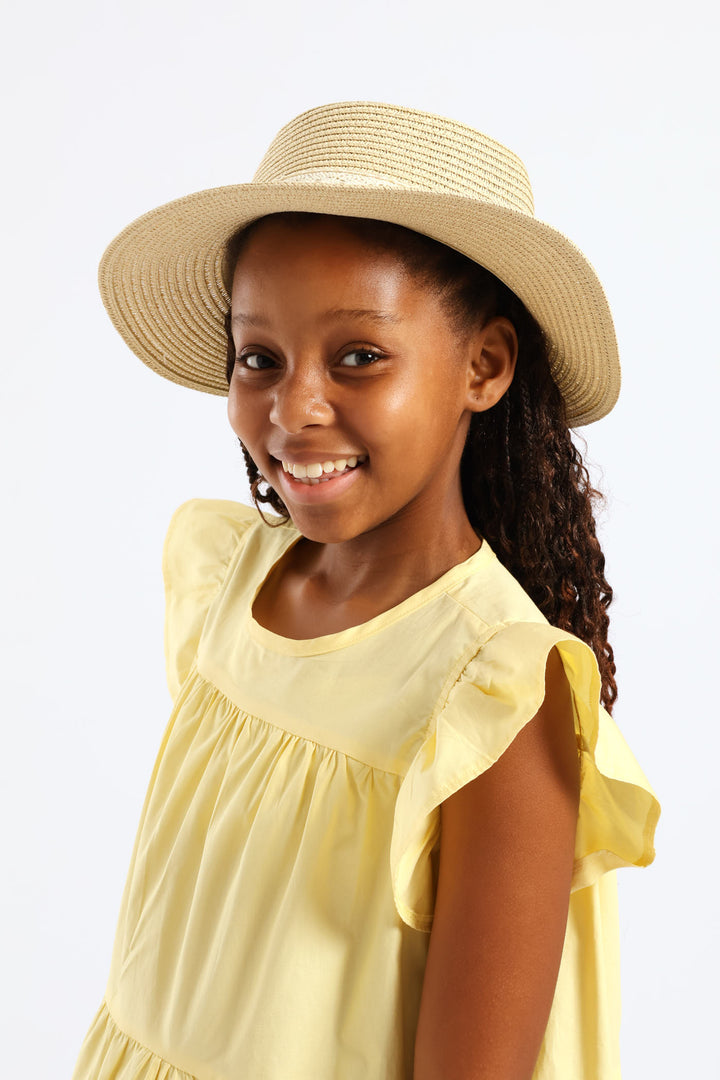 Girls Lighter Shade Straw Hat - Nude