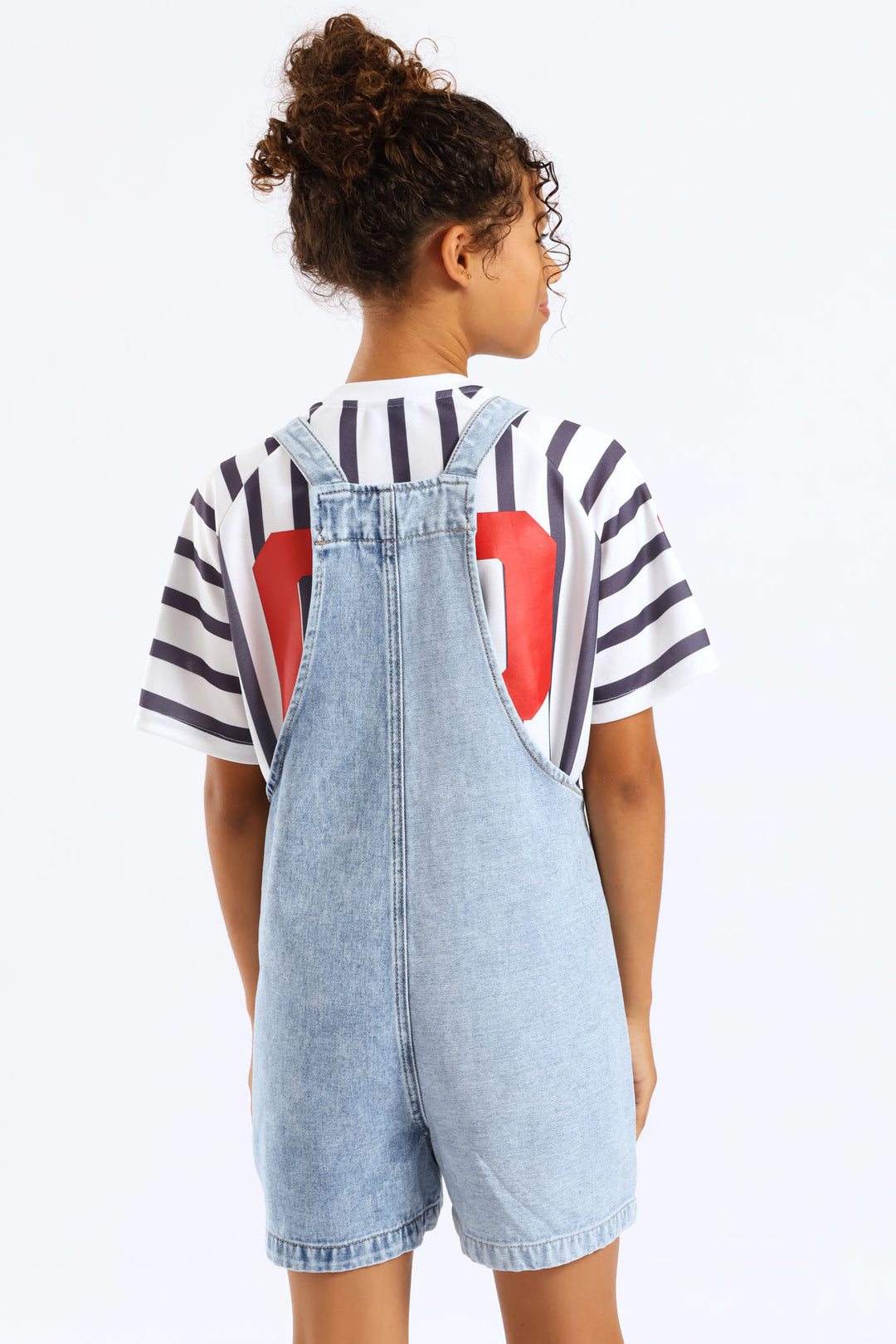 Girls Patchwork Denim Dungaree - Multi