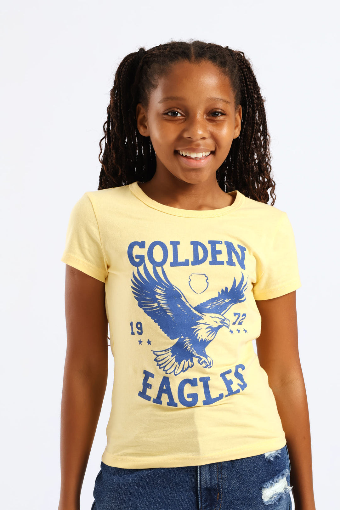 Girls Gold Eagles Fitted Tee - Yellow