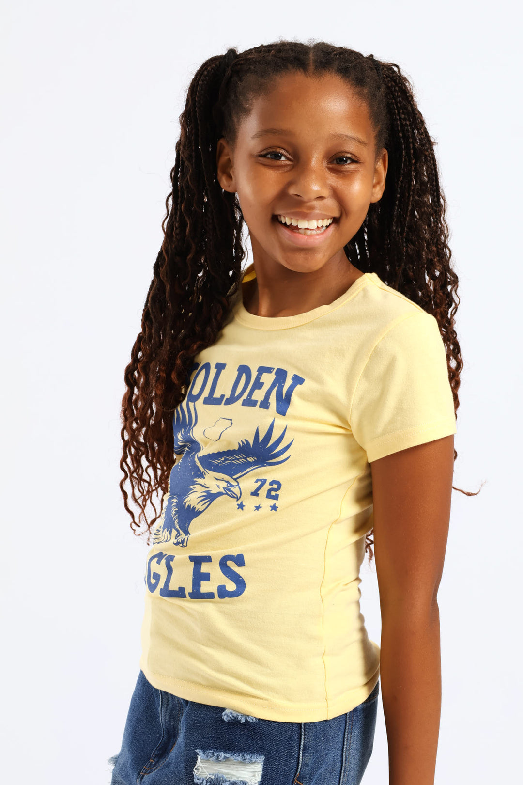 Girls Gold Eagles Fitted Tee - Yellow