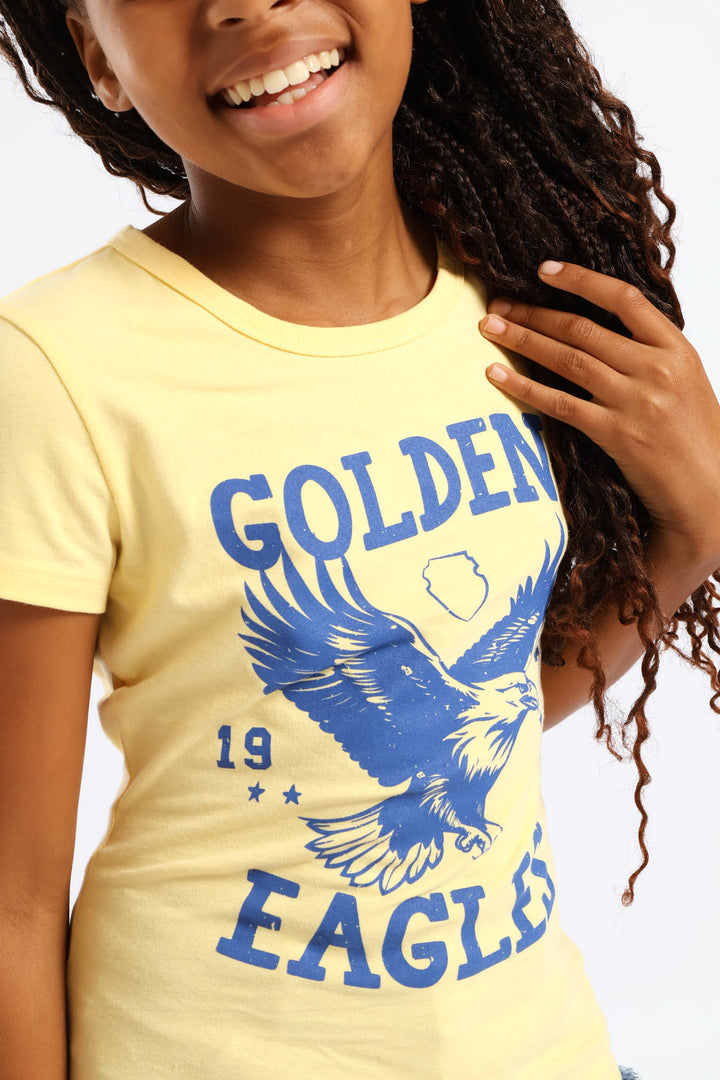 Girls Gold Eagles Fitted Tee - Yellow