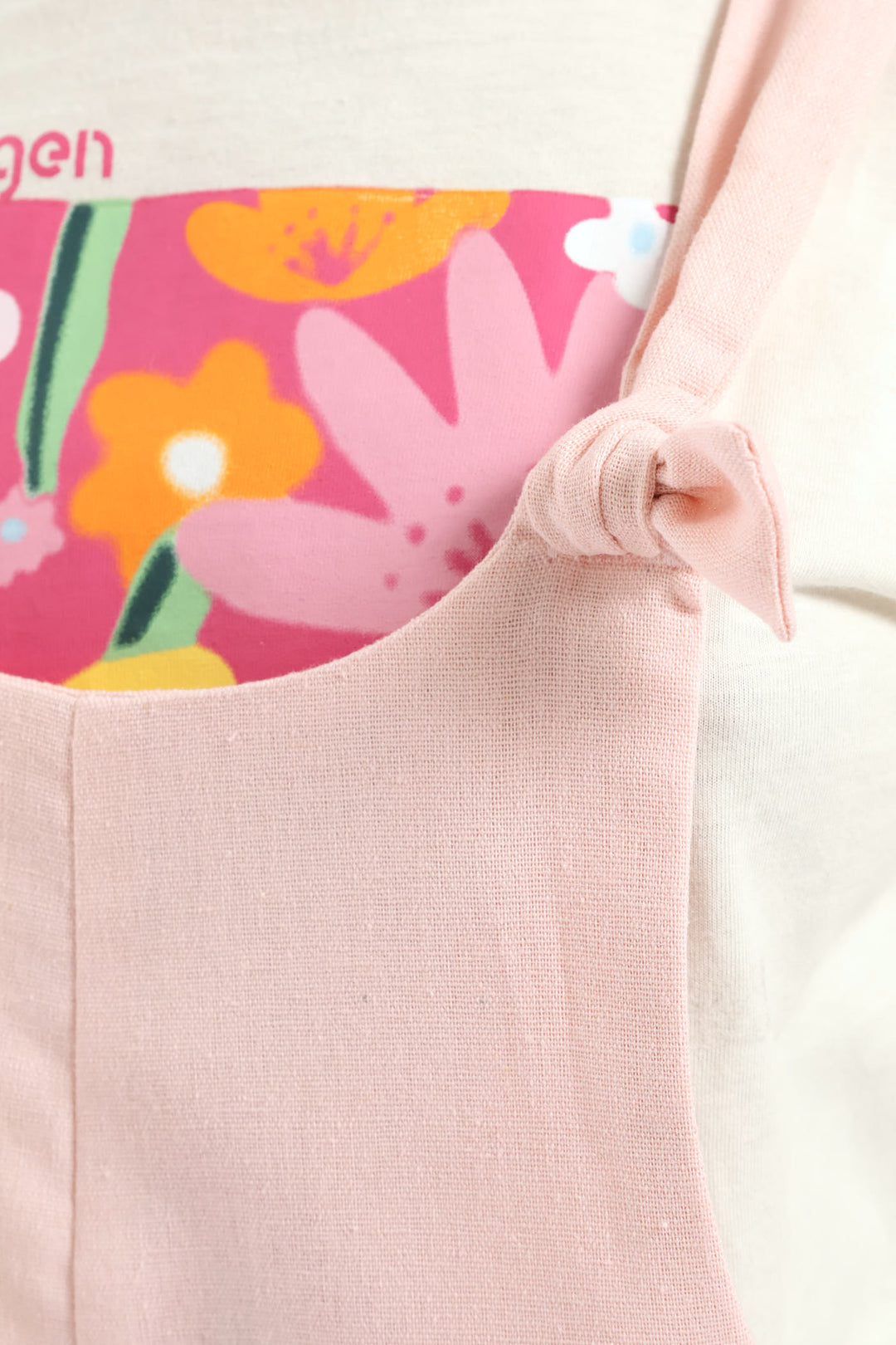 Girls Linen Dungaree - Dusty Pink