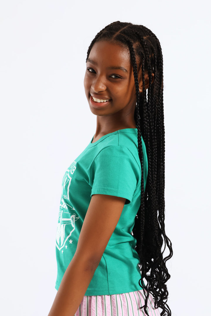 Girls Motorclub Fitted Tee - Green
