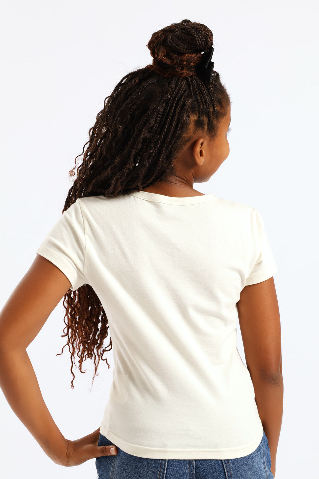 Girls Teddy Bear Fitted Regular Tee - Cream