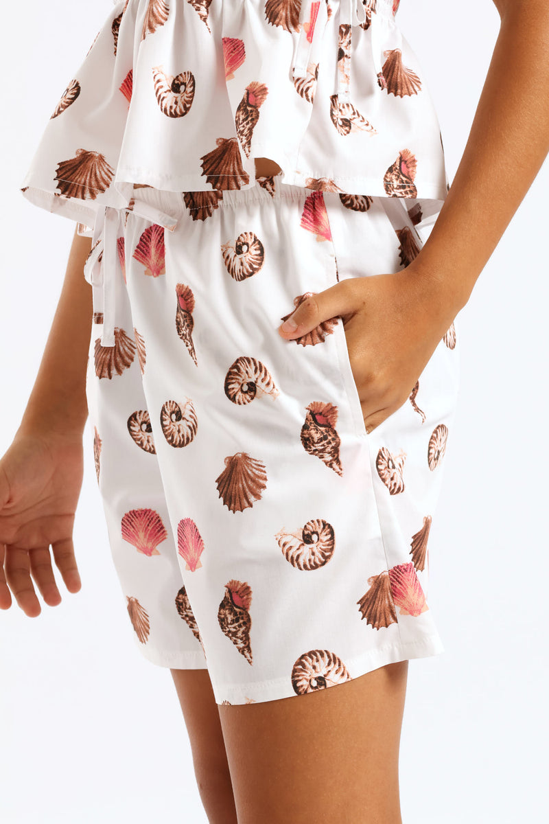 Girls Pull On Shell Printed Poplin Summer Short - Multi