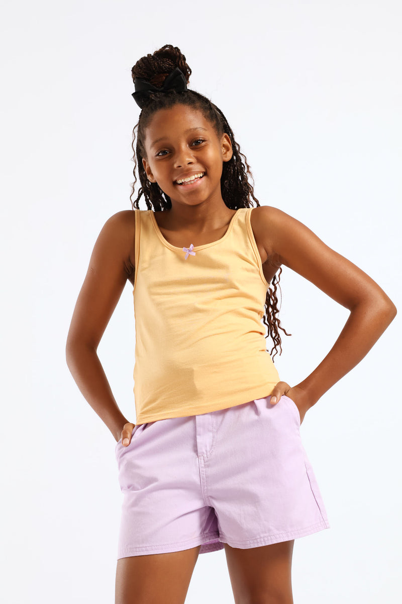 Girls Pastel Coloured Button Short - Lilac