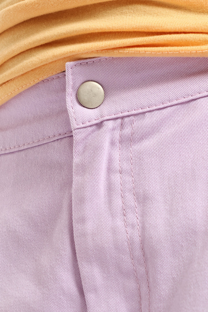 Girls Pastel Coloured Button Short - Lilac
