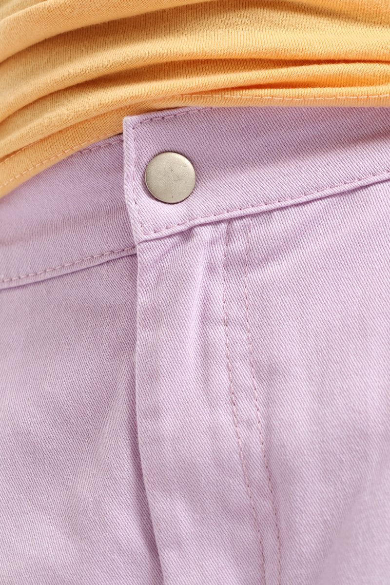 Girls Pastel Coloured Button Short - Lilac