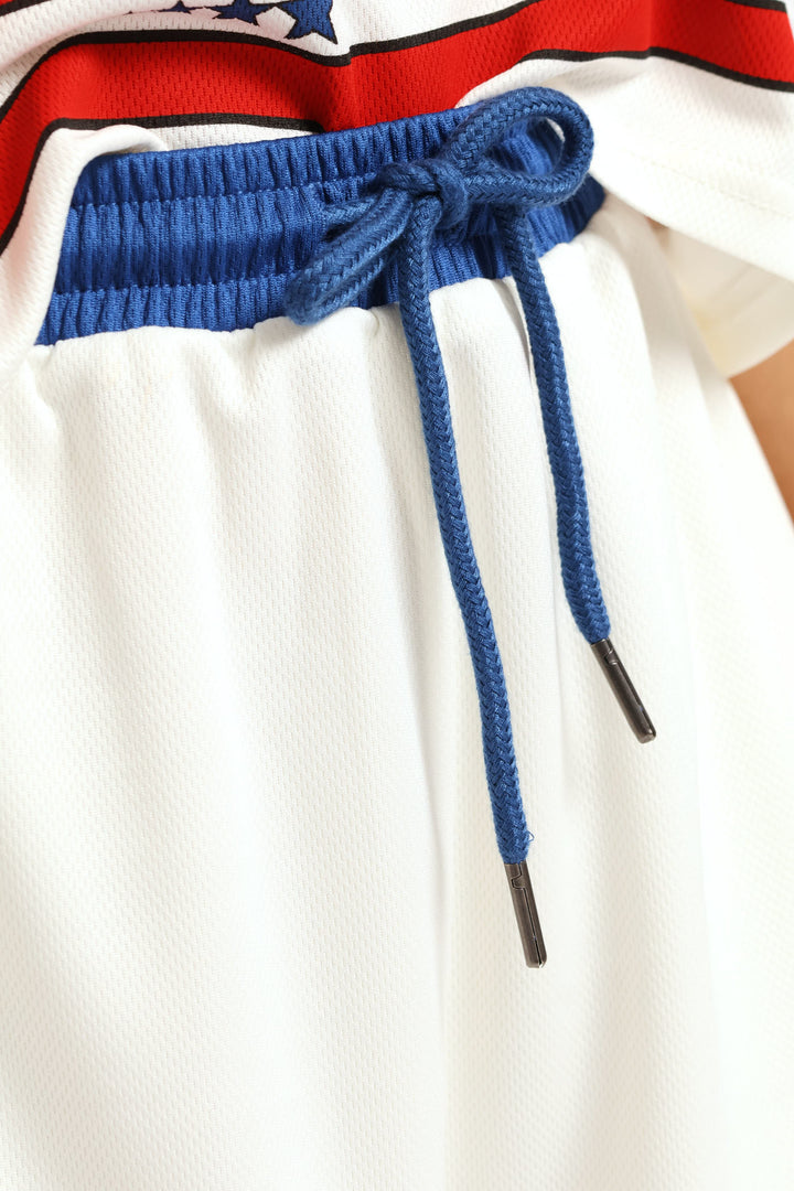 Girls Contrast Waistband Boston Pull On Short - Cream