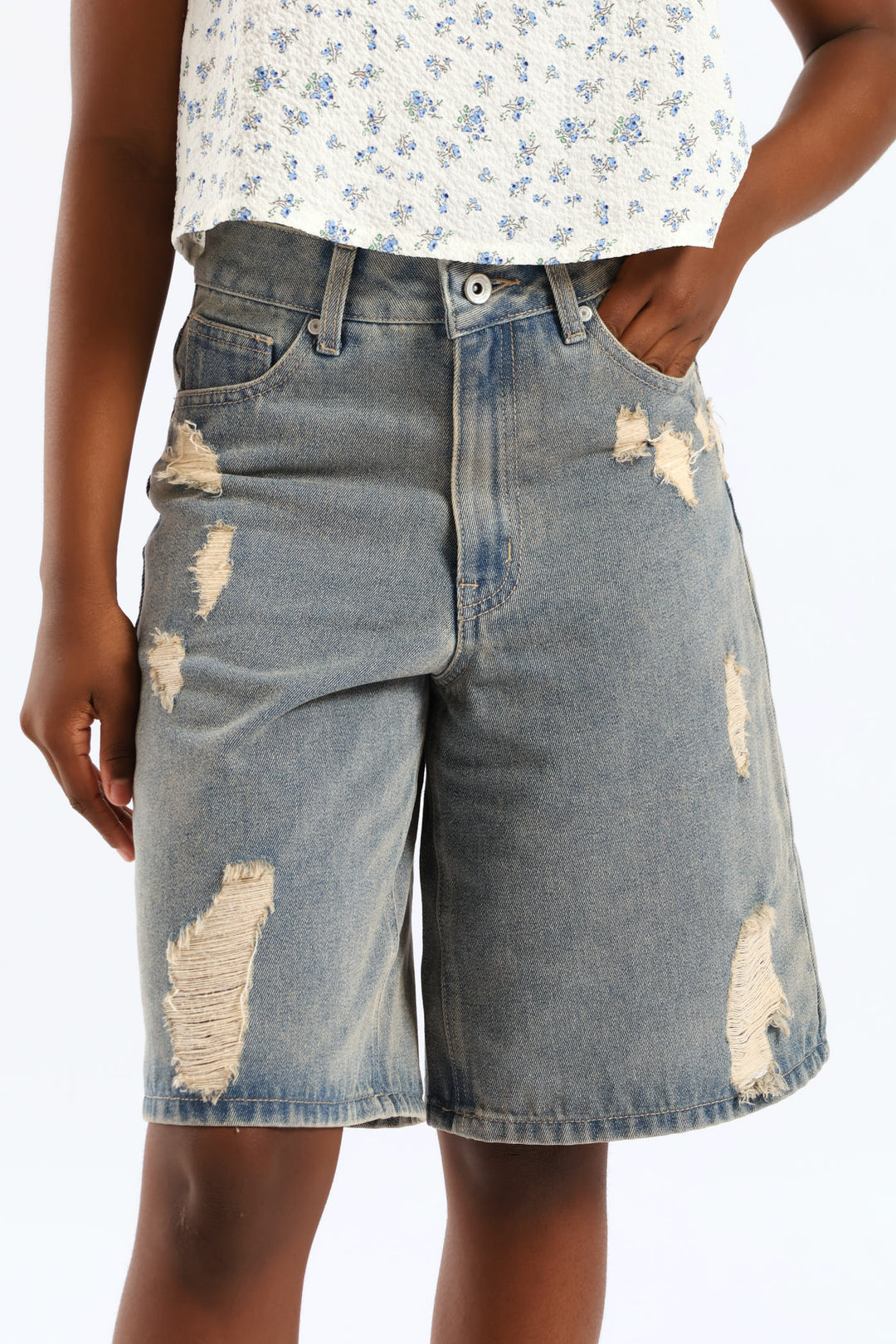 Girls Tea Stain Abrasion Bermuda Short - Tea Stain