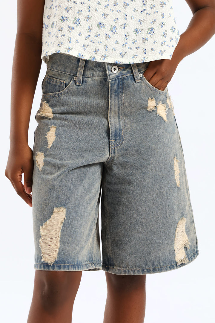 Girls Tea Stain Abrasion Bermuda Short - Tea Stain