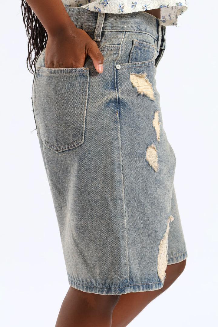 Girls Tea Stain Abrasion Bermuda Short - Tea Stain