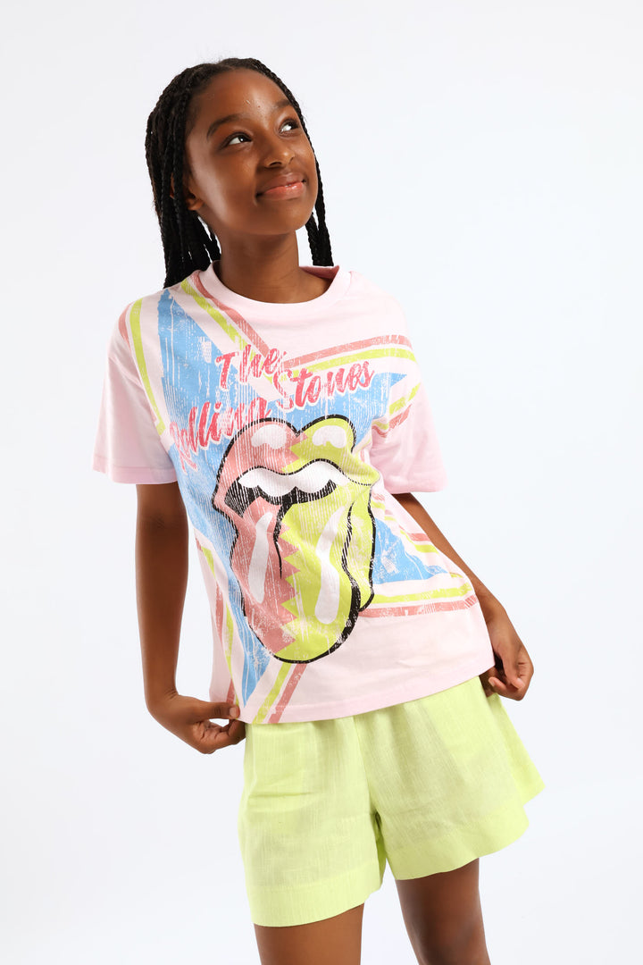 Girls Rolling Stones Tee - Pink