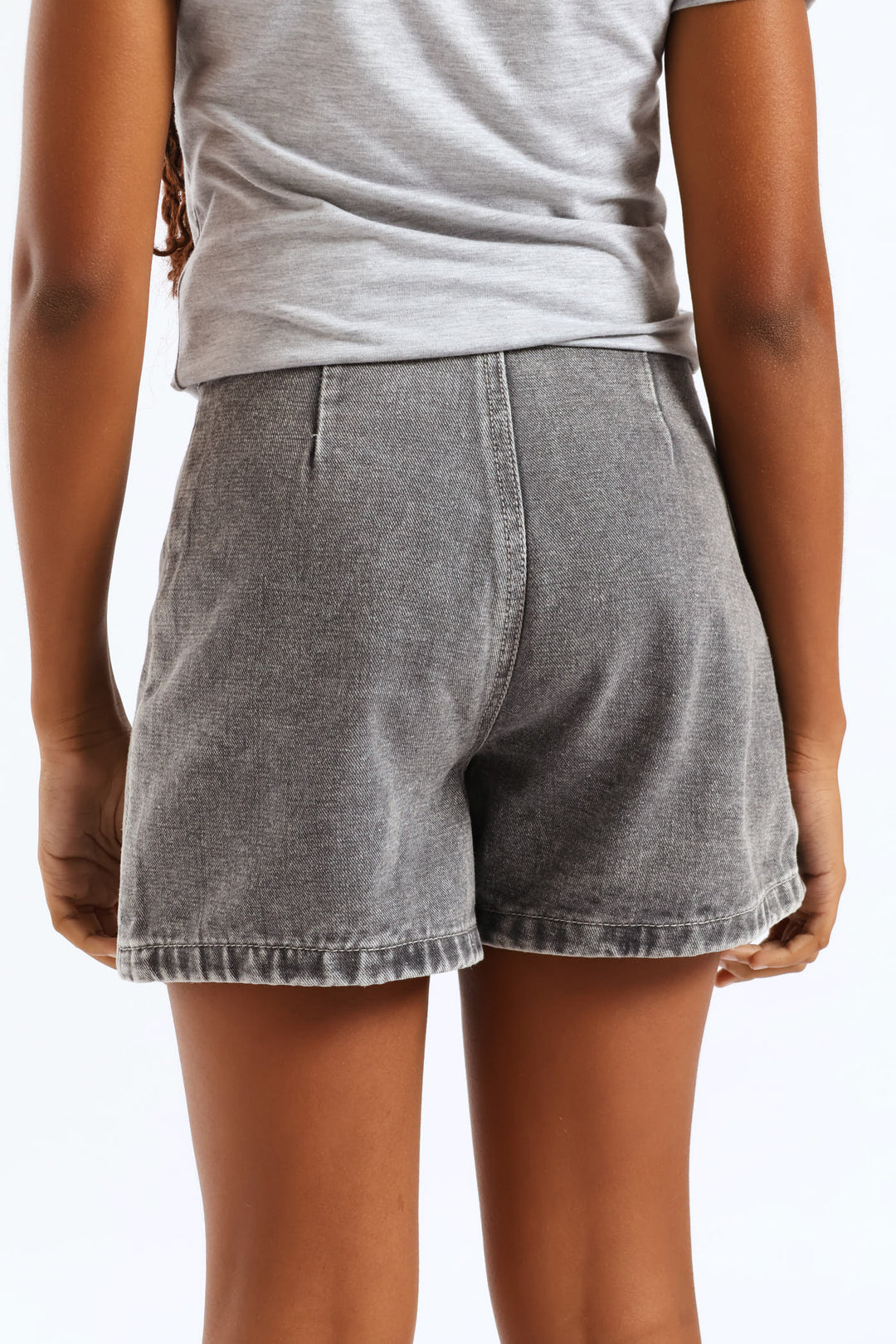 Girls Rigid Denim Cargo Skort - Grey