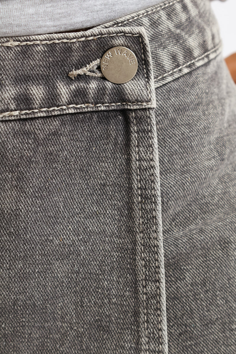 Girls Rigid Denim Cargo Skort - Grey