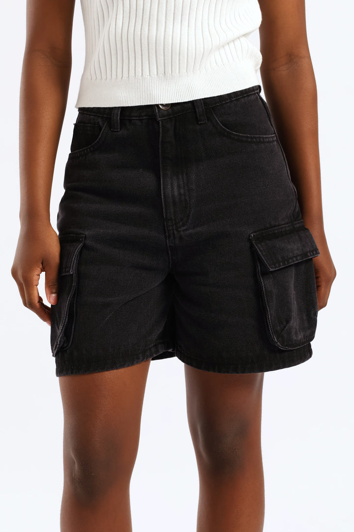 Girls Utility Cargo Shorts - Black