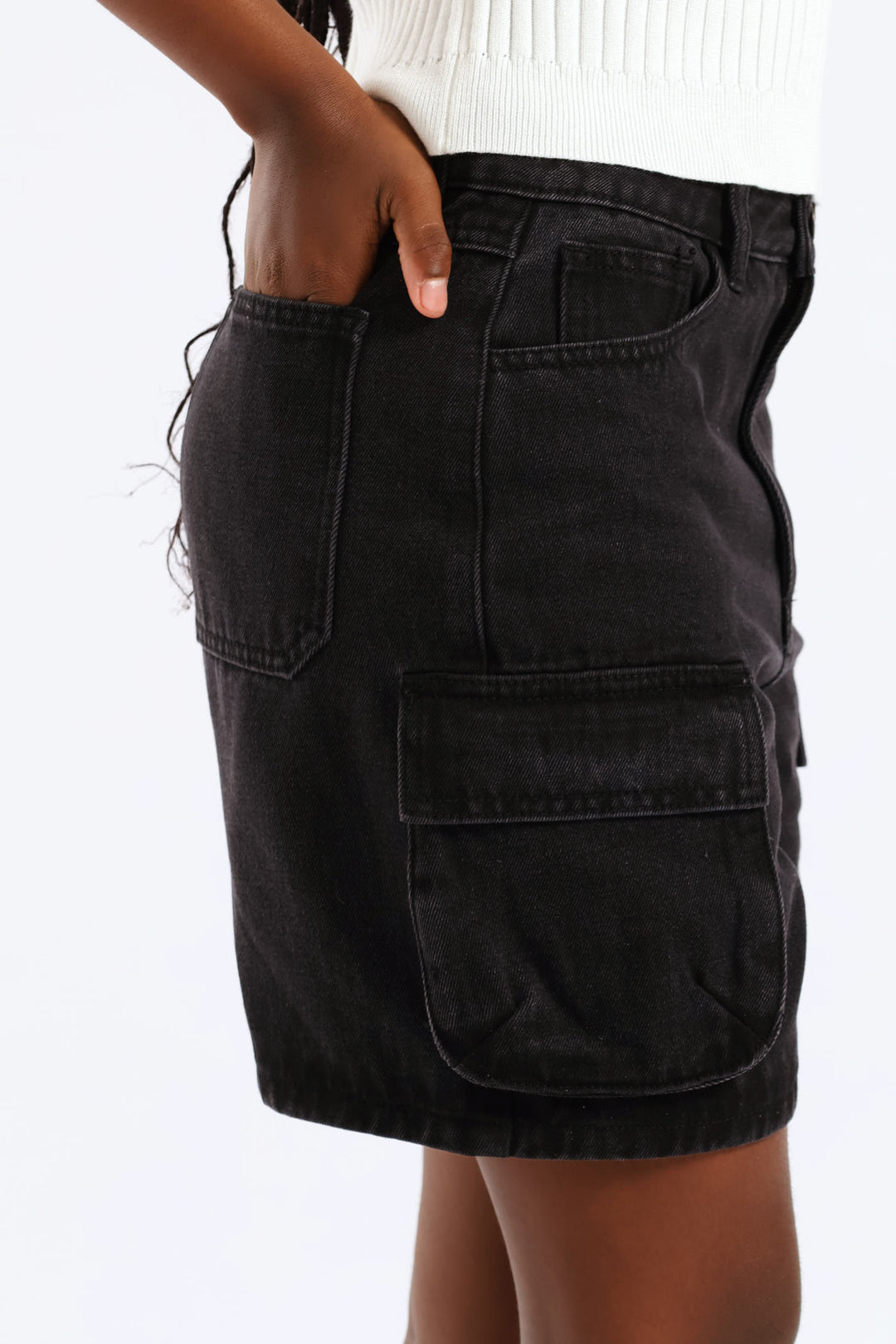 Girls Utility Cargo Shorts - Black